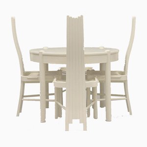 Chaises et Table de Salle à Manger Sculpturales, 1980s, Set de 5