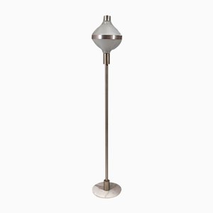 Floor Lamp in Chrome, Brushed Steel, Marble and Glass from Bbpr, 1960s