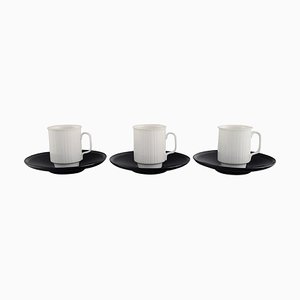 Porcelain Noire Mocha Cups With Saucers by Tapio Wirkkala for Rosenthal, Set of 6