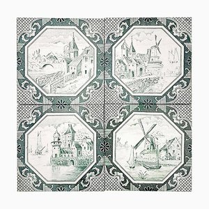 Ceramic Tiles by Gilliot, 1930, Set of 4