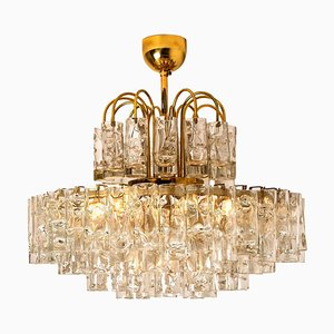 Glass and Brass Chandelier from Doria, 1960