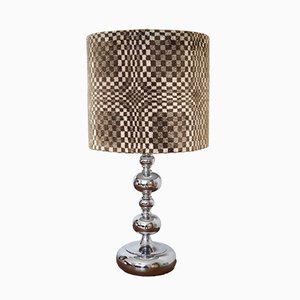 Patterned Velour Shade Table Lamp, 1970s