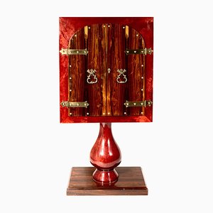 Red Goatskin Dry Bar or Cabinet by Aldo Tura