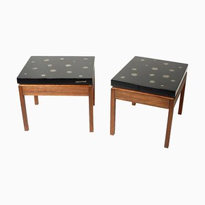 Tables d'Appoint en Résine Noire et Marcassite par E. Allemeersch, Set de 2