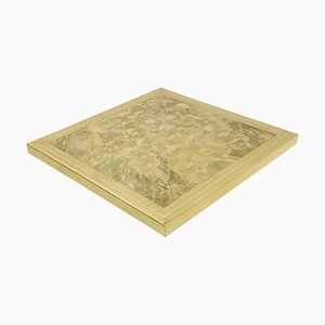 Square Etched Brass Coffee Table by Armand Jonckers, 1970s