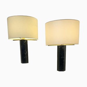 Table Lamps in Black Marble by Jules Wabbes, Set of 2