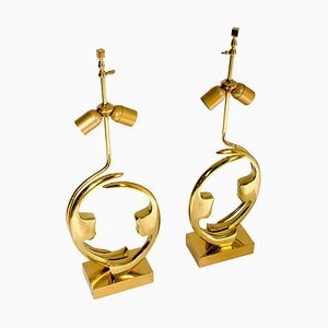 Lampade scultoree in ottone di Willy Daro, set di 2