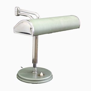 Compta N71 Desk Lamp in Green Lacquered Metal and Chromed Steel