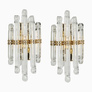 Crystal Glass Wall Lights in the Style of Venini, Italy, 1970s, Set of 2