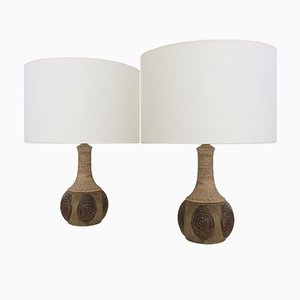 Danish Ceramic Table Lamps by Chris Aslev, 1960s, Set of 2