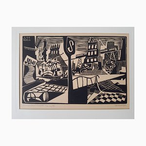 Art Linocut by Jaroslav Lukavsky, Berlin, 1944