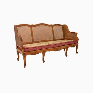 Antique French Carved Walnut Bergere Sofa