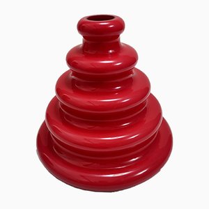 Mid-Century Modern Red Murano Glass Vase in the Style of Ettore Sottsass