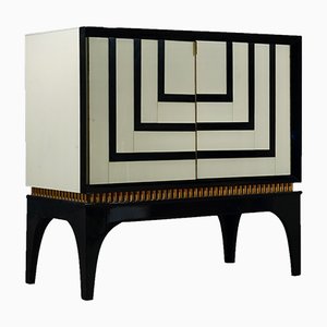 Mid-Century Glass and Brass Italian Sideboard, 1980s