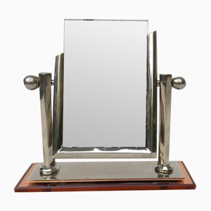 Art Deco Picture Frame in Nickel & Cognac-Colored Mirror Glass