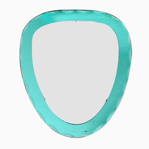 Triangular Mirror with Beveled & Worked Frame in Aquamarine from Cristal Art