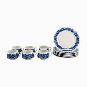 Porcelain Coffee Service with Floral Decoration from Doria, Set of 12