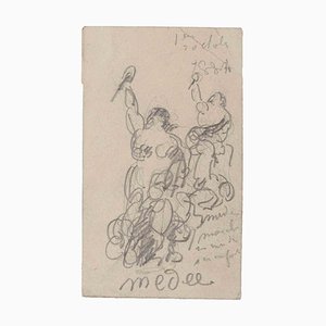 Unknown, Medée, Original Pencil Drawing, Early 20th-Century