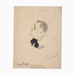 Georges Bastia, Portrait, Original Drawing, Early 20th-Century