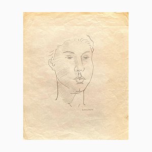 Jean-Francis Laglenne, Portrait, Original Pencil Drawing, 1950s