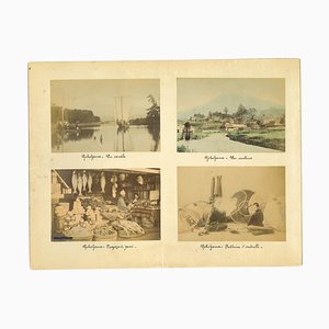 Impresión de álbum vintage, antigua vista de Yokohama, década de 1890