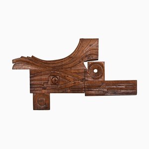 Hand-Carved Art Panel from Nioi, Italy, 1974