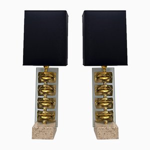 Italian Table Lamps with Lips in Brass Casting