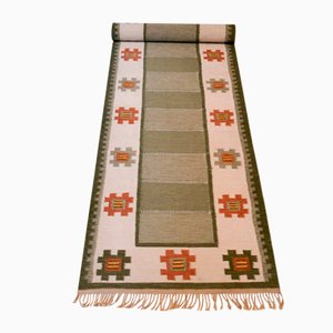 Mid-Century Swedish Flat Weaved Röllakan Carpet by Nils Nilsson, 1950s
