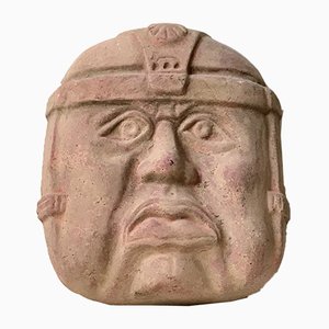 Large Vintage Olmec Terracotta Wall Head, Mexico, 1970s