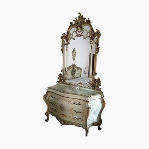 Baroque-Style Dressing Table with Large Mirror