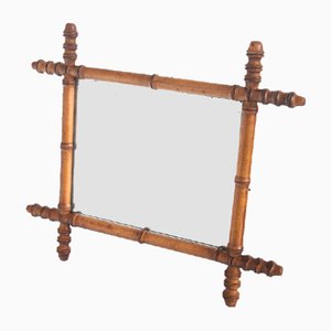 Vintage Faux Bamboo Wooden Mirror, France, 1950s