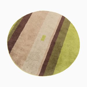 Round Green, Pink and Brown Rug, 1960s