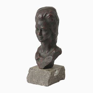 Vintage Ceramic Bust of a Girl by Ernest Patris, 1960s