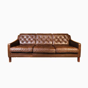 Mid-Century Danish 3-Seater Leather Sofa from Mogens Hansen