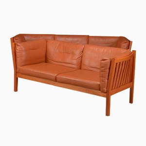 Mid-Century Danish 2-Seater Sofa in Cognac Leather by Andreas Hansen