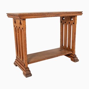 19th Century Gothic Revival Church Altar Console or Side Table in Pitch Pine