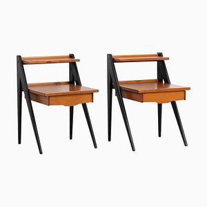 Modern Scandinavian Teak Nightstands, Set of 2