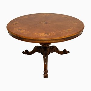 Antique Italian Walnut Dining Table with Marquetry Top