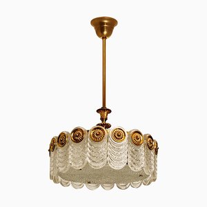 Brass & Glass Light Fixture from Kaiser Leuchten, 1960s