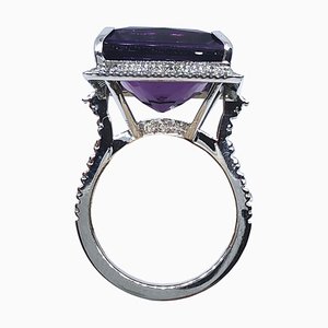 15.10K Princess Cut Amethyst & 0.98K White Diamond Cocktail Ring from Berca