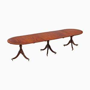 Extending Triple Pedestal Dining Table in Mahogany, 19th Century