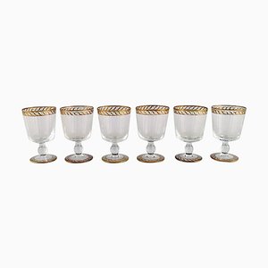 White Wine Glasses in Mouth-Blown Art Glass from Nason & Moretti, 1930s, Set of 6