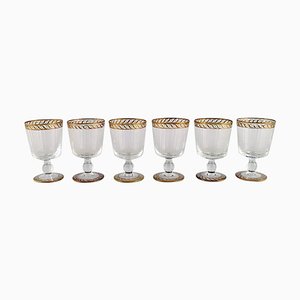 White Wine Glasses in Mouth-Blown Art Glass from Nason & Moretti, 1930s, Set of 6