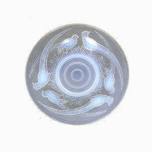 Fountain or Decorative Dish in Opalescent Glass with Pheasants