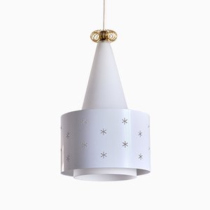 Model K2-10 White Pendant by Paavo Tynell for Idman, Finland, 1955