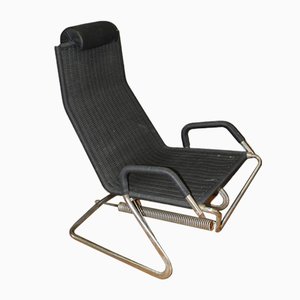 Rocking Chair in Chrome Tube and Rattan, 1980s