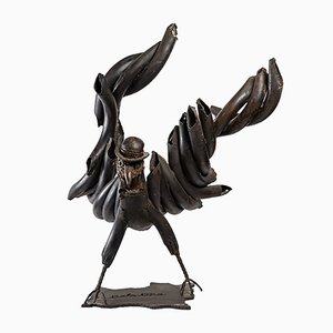 Jean Alexandre Delattre, Black Eagle, Sculpture Made with Soldering Iron, 20th Century