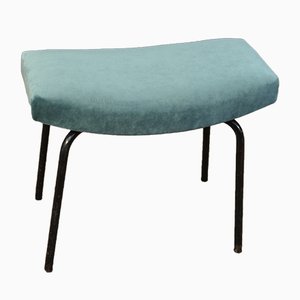 Stool with Metal Frame & New Blue Velvet Upholstery by Pierre Guariche, 1950s