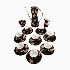 Vintage French Sevres-Vincennes Porcelain Coffee Service, Set of 19