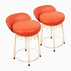 Set de Chaises de Bar Blanches en Acier Tubulaire